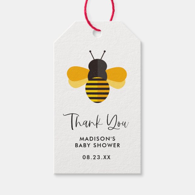 Étiquettes-cadeau Cadeau de remerciement de Baby Shower Petite Abeil (Devant)