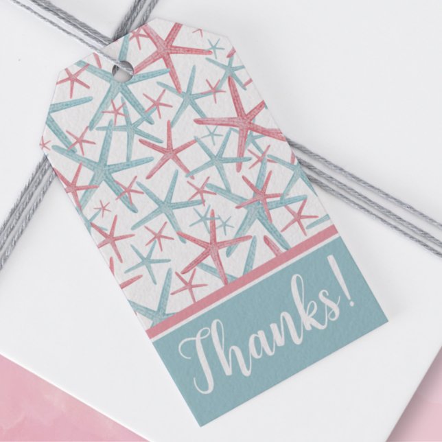 Étiquettes-cadeau Cadeau de remerciement de plage à l'aquarelle côti (Cute Favors Coastal Watercolor Gender Reveal Party Gift Tags)
