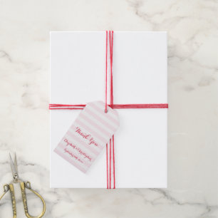 Étiquettes-cadeau Cadeau de Remerciement Mariage Élégant Rayures Ros
