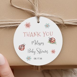 Étiquettes Cadeau Cadeau de remerciement pour Baby Shower coccinelle