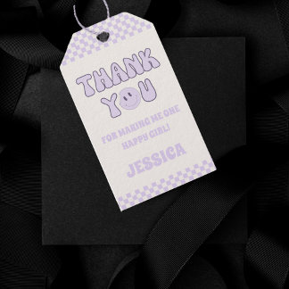 Étiquettes-cadeau Cadeau de remerciement Rétro Groovy 1er Anniversai
