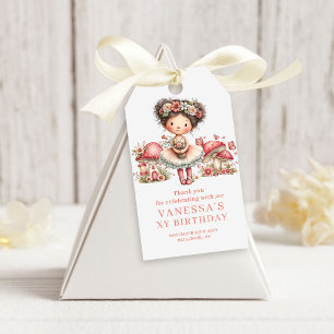Étiquettes-cadeau Cadeau Fantaisiste Fée 1er Anniversaire Fleurs Ros
