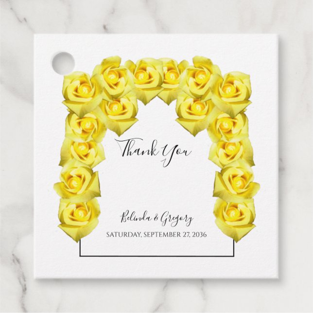 Étiquettes Cadeau Cadeau Mariage de Roses Jaunes (Devant)