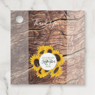 Étiquettes Cadeau Cadeau Mariage de tournesol rustique