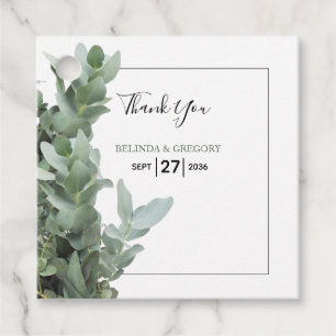 Étiquettes Cadeau Cadeau Mariage en argent Dollar Eucalyptus