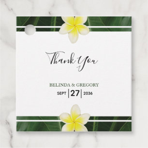 Étiquettes Cadeau Cadeau Mariage Frangipani Plumeria Jaune