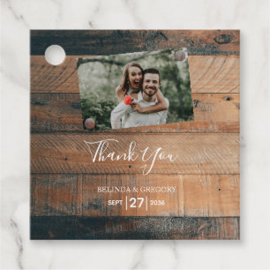 Étiquettes Cadeau Cadeau Mariage photo en bois rustique