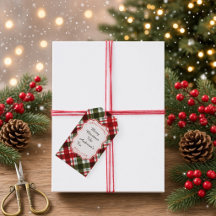 Cadeau moderne à carreaux Joyeux Noël et verset bi