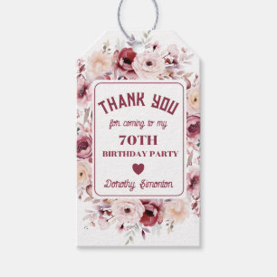 Étiquettes-cadeau Cadeau personnalisé pour 70e anniversaire - Fleurs