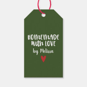 Étiquettes-cadeau Cadeau Personnalisé Vert Fait Maison Avec Amour Co