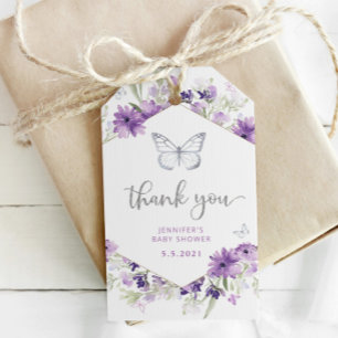 Étiquettes-cadeau Cadeau remerciement Baby shower papillon violet ar
