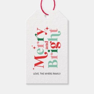 Étiquettes-cadeau cadeau rose rouge Noël joyeux et lumineux