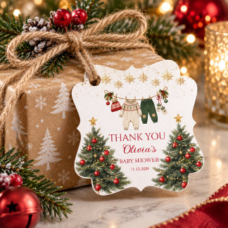 Étiquettes Cadeau Cadeau rouge vert de bébé joyeux petit Noël