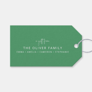 Étiquettes-cadeau Cadeau Vert Minimal Personnalisé De Nom De Famille