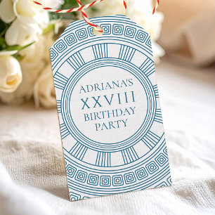 Étiquettes-cadeau Cadeaux de fête à thème grec avec motifs bleus