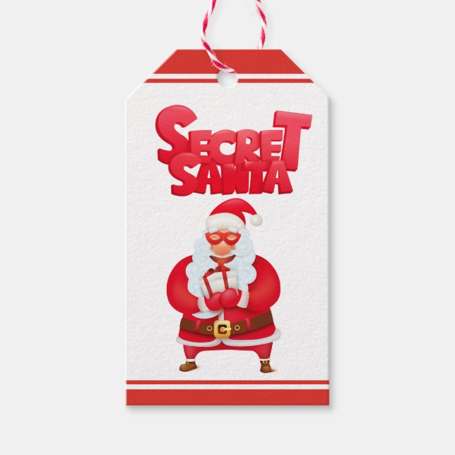Étiquettes-cadeau Cadeaux de Noël Secret Père Noël | Vacances (Devant)