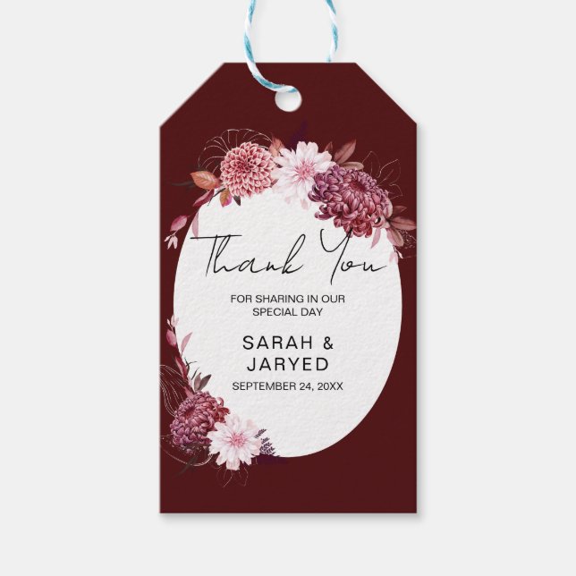 Étiquettes-cadeau Cadre de fleurs d'automne (Devant)