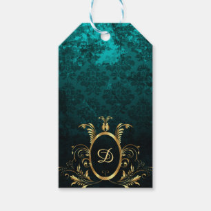 Étiquettes-cadeau Cadre en or damassé de luxe personnalisé