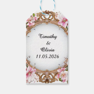 Étiquettes-cadeau Cadre floral élégant et orné pour mariage