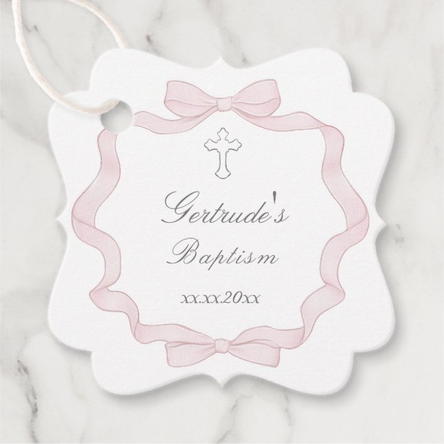 Étiquettes Cadeau Cadre papillon rose (Devant)