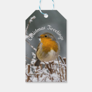 Étiquettes-cadeau Cadre rond de houx de Noël blanc   de Robin