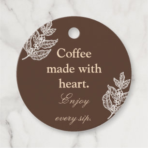 Étiquettes Cadeau Café Fait Avec Amour, Profitez De Chaque Gorgée Ét