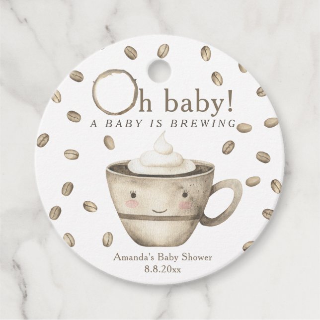 Étiquettes Cadeau Café Un bébé brasse du Baby shower (Devant)