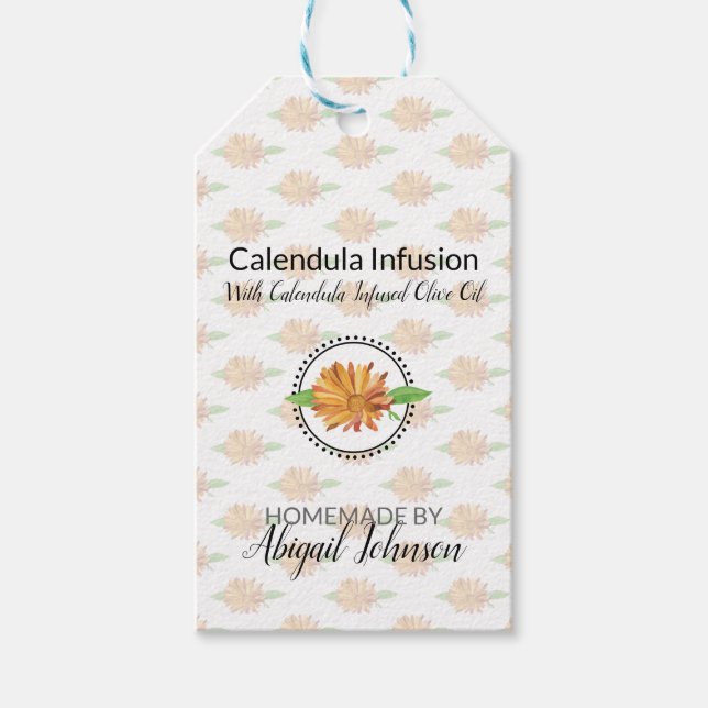 Étiquettes-cadeau Calendula Bains & Corps Faits Maison (Devant)
