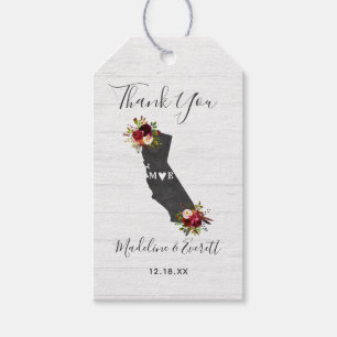 Étiquettes-cadeau Californie Etat Floral Russe Mariage Merci
