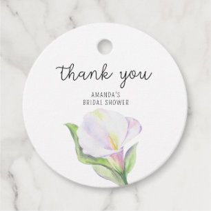 Étiquettes Cadeau Calla blanc - remerciement pour une baby shower