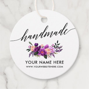 Étiquettes Cadeau Calligraphie artisanale Purple Floral R
