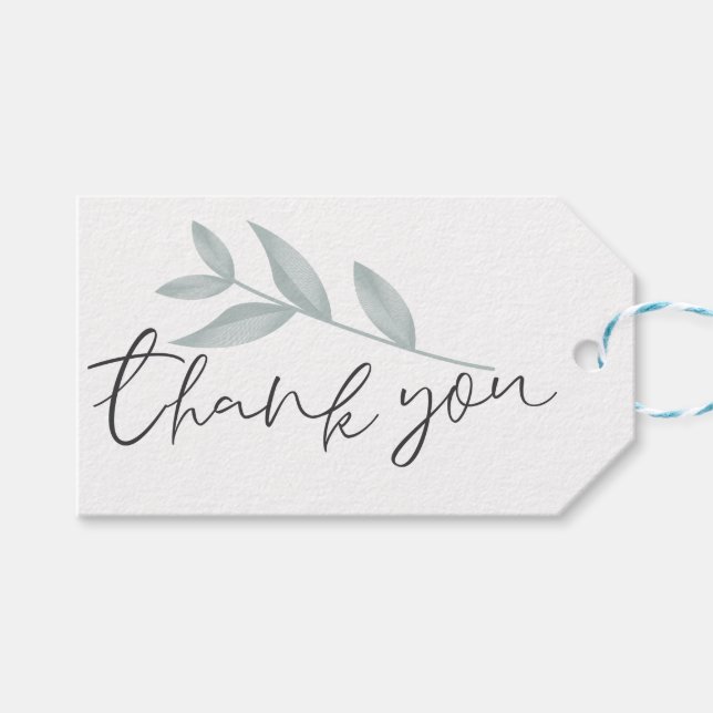 Étiquettes-cadeau Calligraphie Botanique Mariage Merci (Devant (Horizontal))