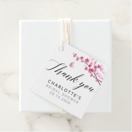 Étiquettes Cadeau Calligraphie cerise fleur Merci rose