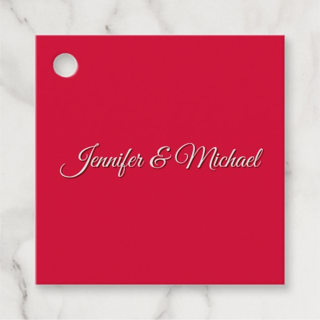 Étiquettes Cadeau Calligraphie Chic Élégante Cerise Rouge Personnali (Devant)
