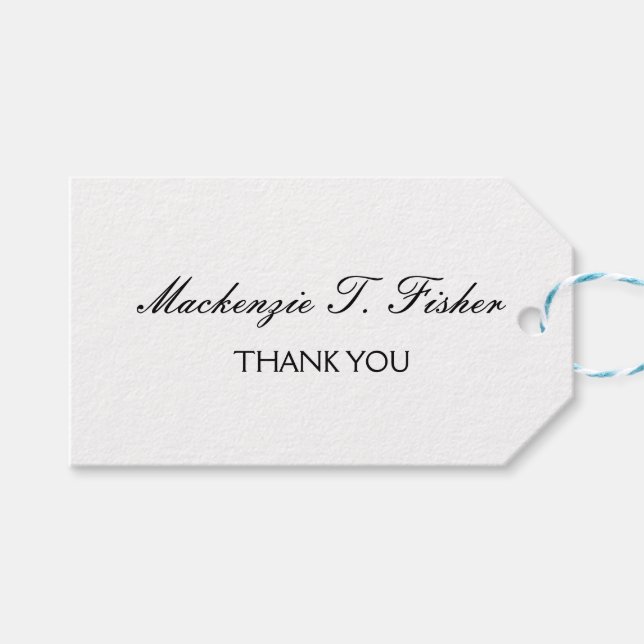 Étiquettes-cadeau Calligraphie classique Élégante Plaque blanche sim (Devant (Horizontal))