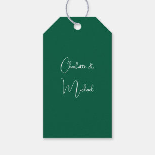 Étiquettes-cadeau Calligraphie Élégant Vert Plaine Simple Noms