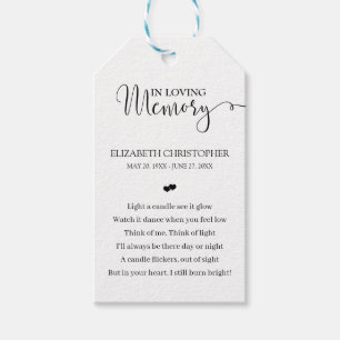 Étiquettes-cadeau Calligraphie En Mémoire Amoureuse Bougie Mémorial 