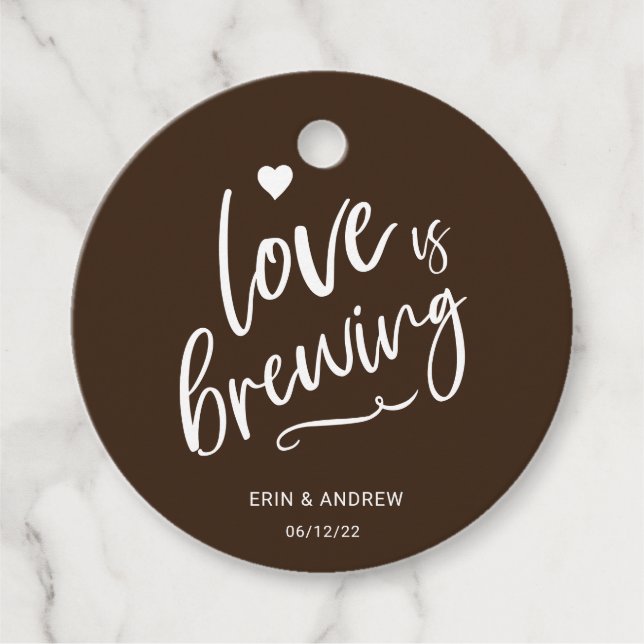 Étiquettes Cadeau Calligraphie L'amour Brown brasse le Mariage (Devant)