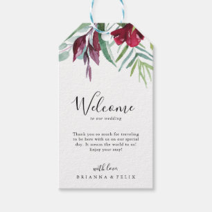 Étiquettes-cadeau Calligraphie Mariage floral tropical Bienvenue