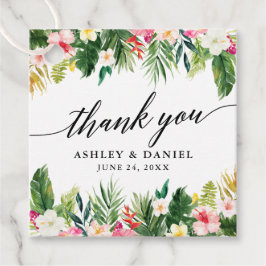 Étiquettes Cadeau Calligraphie Mariage floral tropical Merci