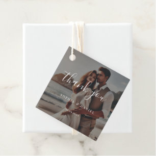 Étiquettes Cadeau Calligraphie Mariage Plage côtière Merci photo