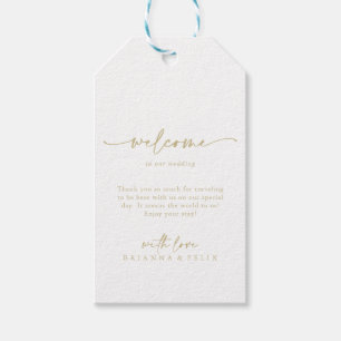 Étiquettes-cadeau Calligraphie Moderne Elegant Mariage Or Bienvenue