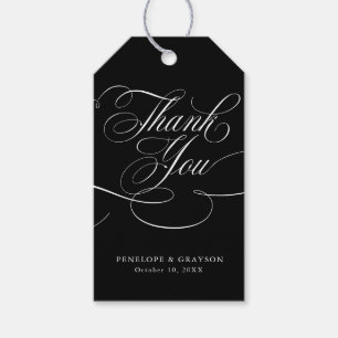 Étiquettes-cadeau Calligraphie moderne intemporelle noir & blanc mar
