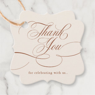 Étiquettes Cadeau Calligraphie moderne intemporelle Terracotta Merci
