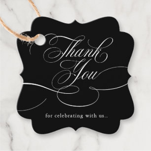 Étiquettes Cadeau Calligraphie moderne Merci noir intemporel