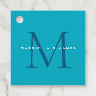 Étiquettes Cadeau Calligraphie monogramme Azure Blue Modern Plain