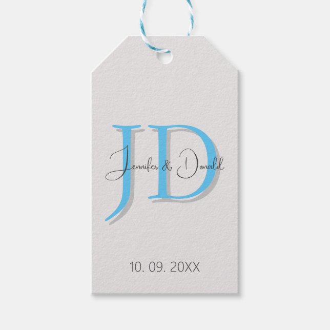 Étiquettes-cadeau Calligraphie monogramme de script classique tendan (Devant)