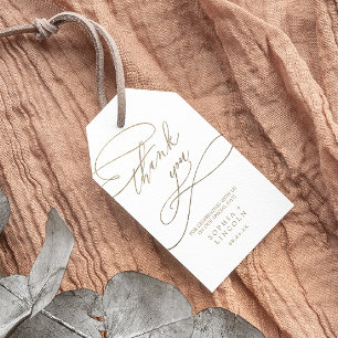 Étiquettes-cadeau Calligraphie Or Romantique Flourish Merci Favorise