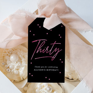 Étiquettes-cadeau Calligraphie rose noir moderne pour 30 ans