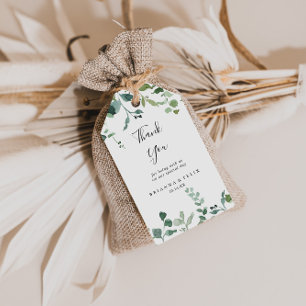 Étiquettes-cadeau Calligraphie Script Foliage Mariage Merci